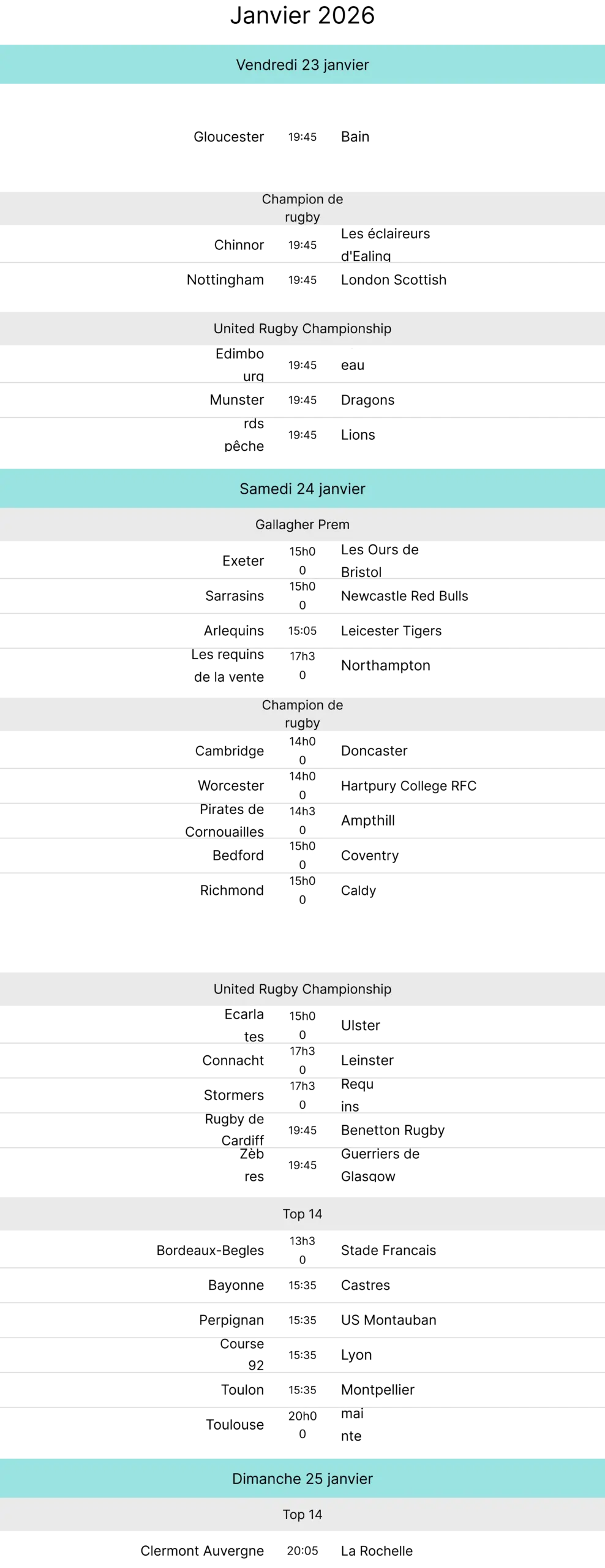 Tableau janvier 2026